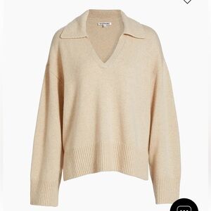 Reformation Sawyer Oversized Cashmere & Wool Polo Sweater, Eco Beige, XS